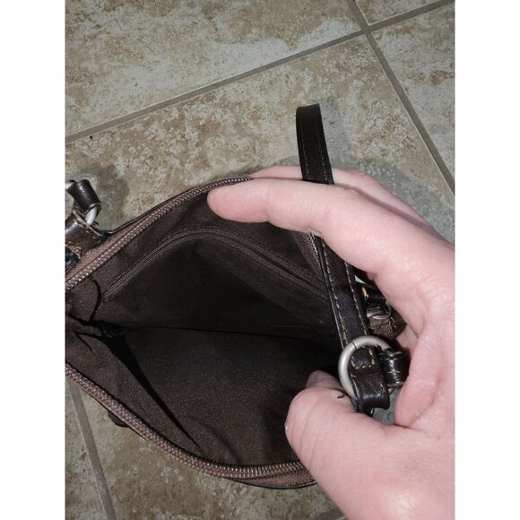 Fossil Brown Leather Crossbody Bag Wallet Purse Organizer Vintage Style - Picture 8 of 8